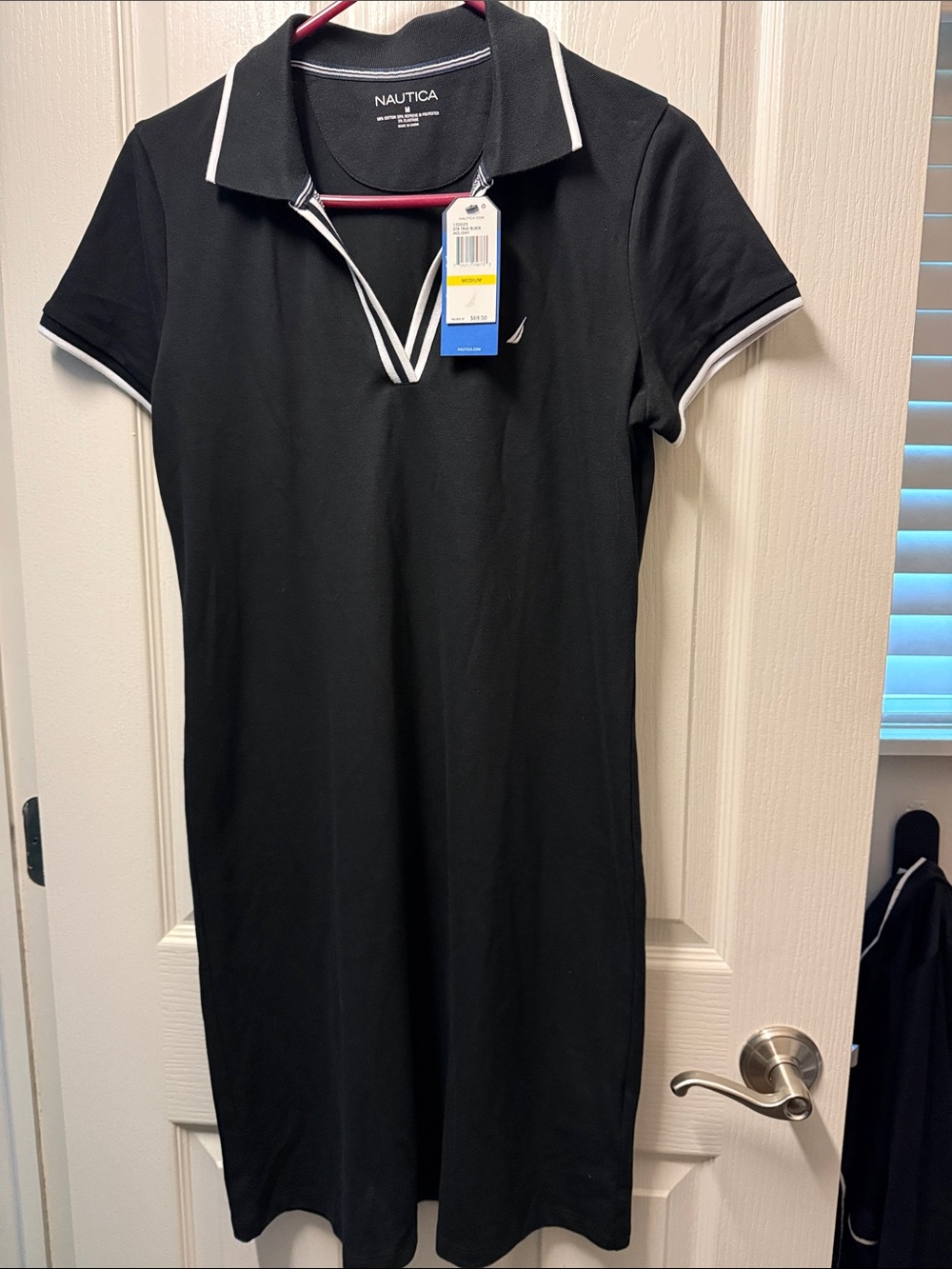 Nautica Black Polo-Style Dress with White Trim